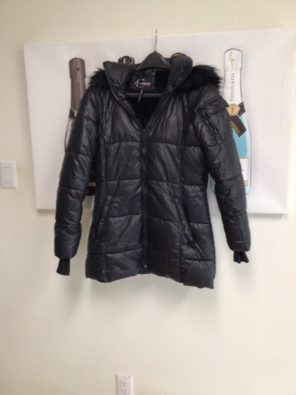 Celsius Premium Women's Black Quilted Puffer Coat with Faux Fur Hood
